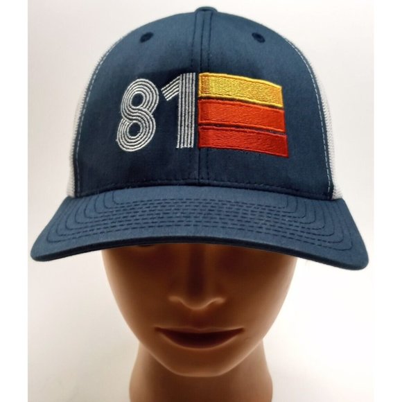 41st Birthday Hat 81 1981 Vintage Retro 3 lines Embroidered BASEBALL CAP YUPOONG - Picture 1 of 8